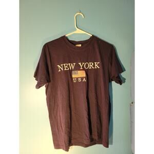New York USA American Flag Womens T Shirt Size M